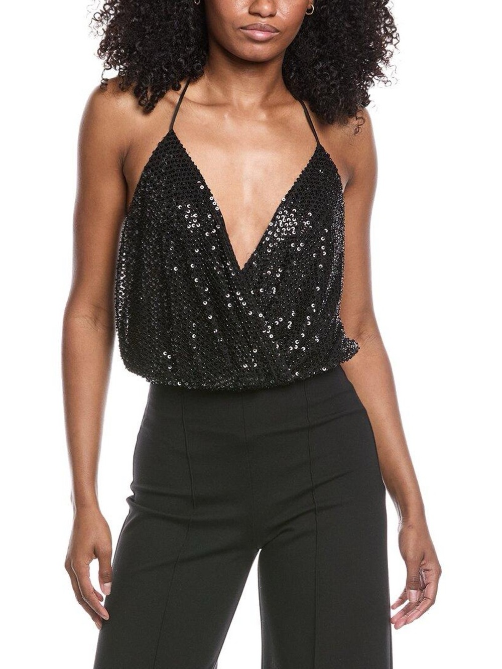 Ramy Brook Sequin Halter V-Neck Women's Top Small